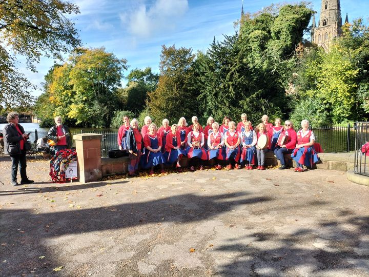 sitting with Penny Royal Dancers in front of the pool in Lichfield